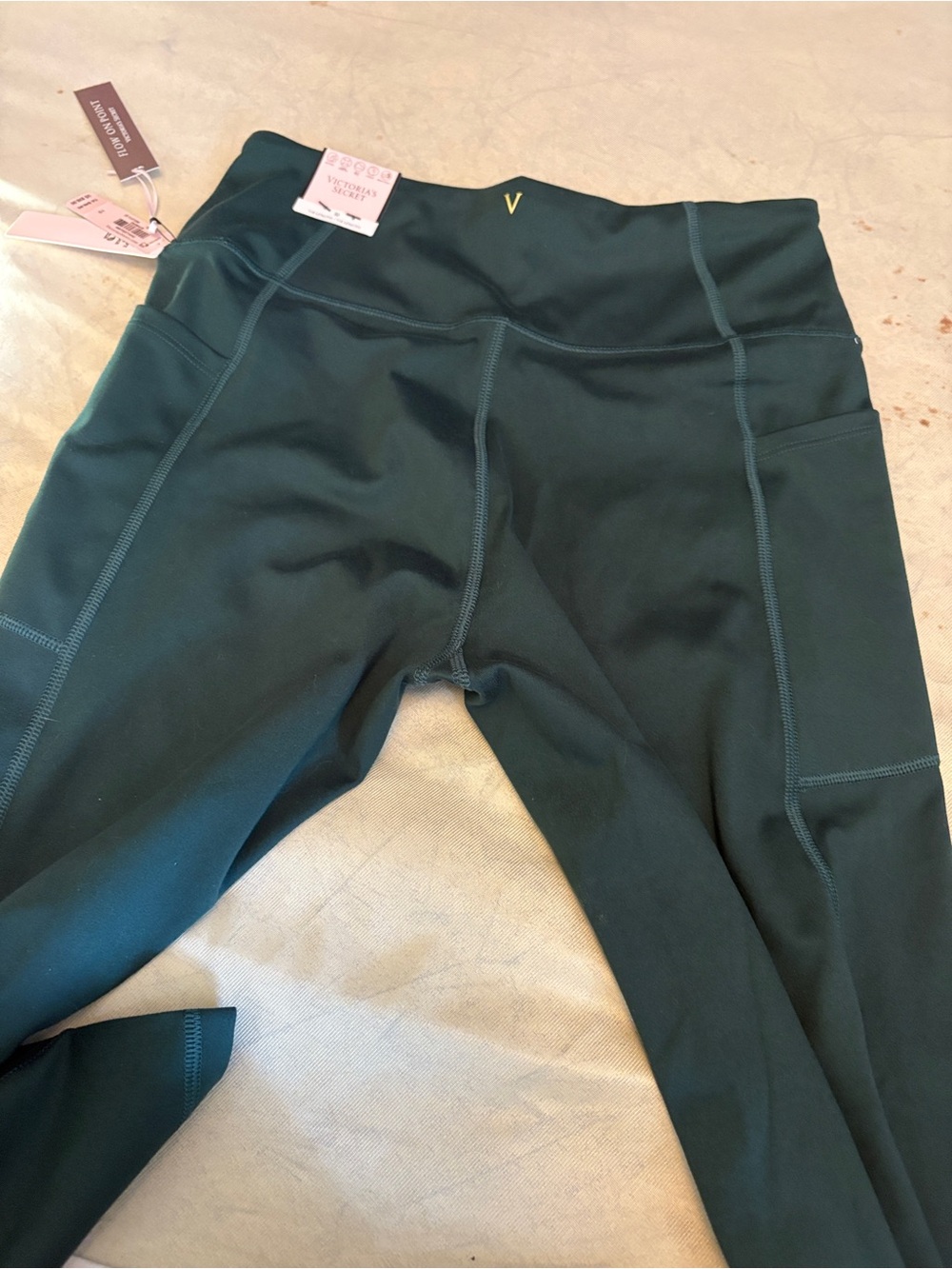 Victoria's Secret Dark Green 7/8' Active Leggings with Side Pockets